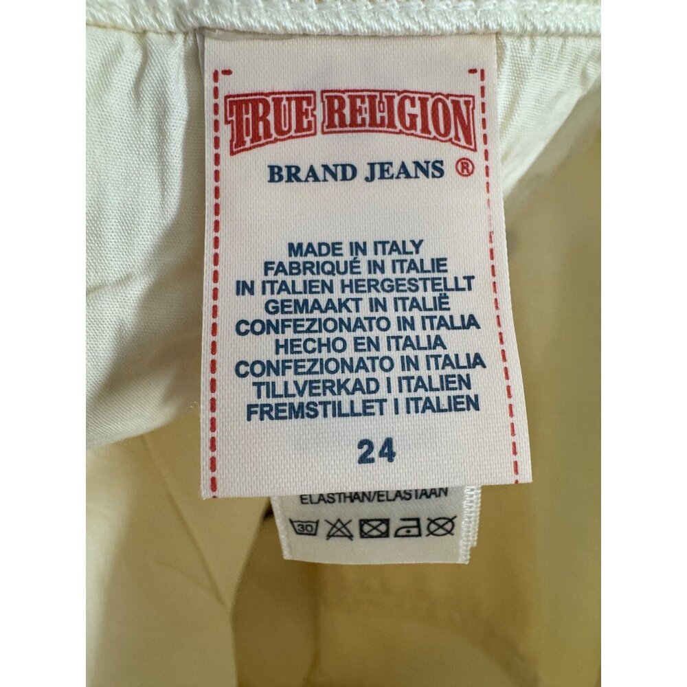 True Religion Womens Pale Yellow Denim Shorts NWT Size 24 Made In Italy - Picture 5 of 16